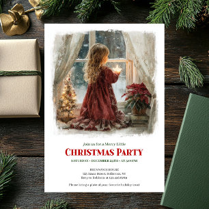 Dreamy girl awaits Santa printable holiday invite