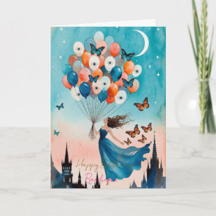 Dreamy Girl Flying with Butterflies Personalized B Card