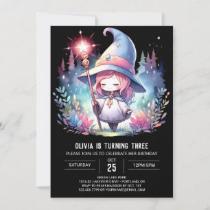Dreamy Girl Wizard Birthday Invitation