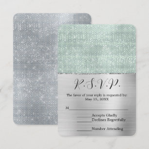 Dreamy Glitzy Mint Argent Sparkle Wedding RSVP