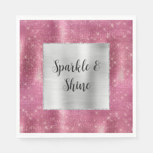 Dreamy Glitzy Pink Silver Sparkle  Napkin