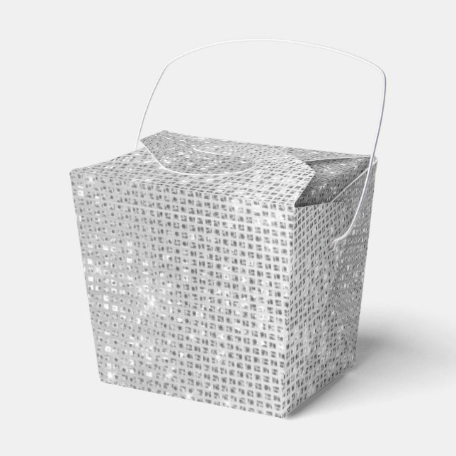 Dreamy Glitzy Silver Sparkle Favor Box (Front Side)