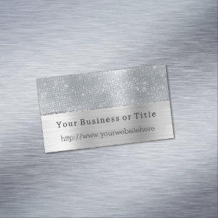 Dreamy Glitzy Silver Sparkle Magnetic Business Card