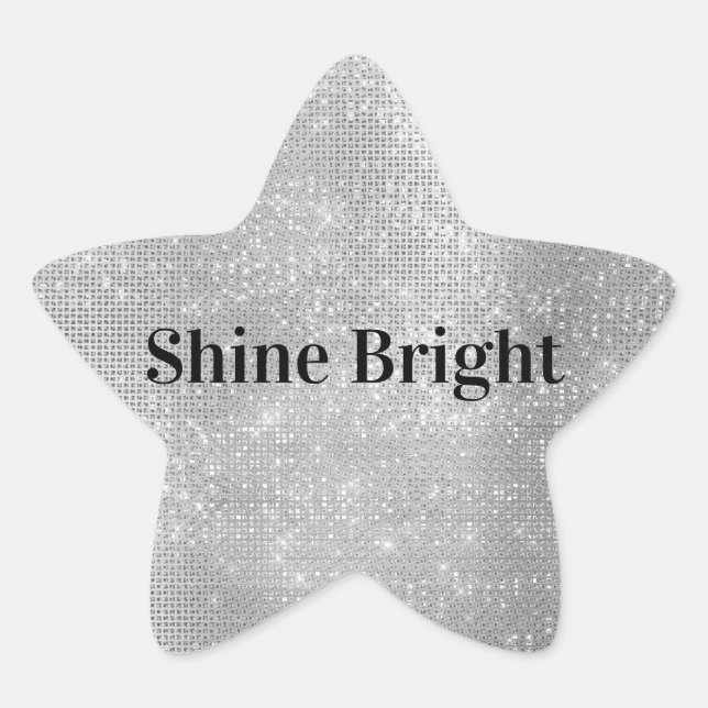 Dreamy Glitzy Silver Sparkle Star Sticker (Front)