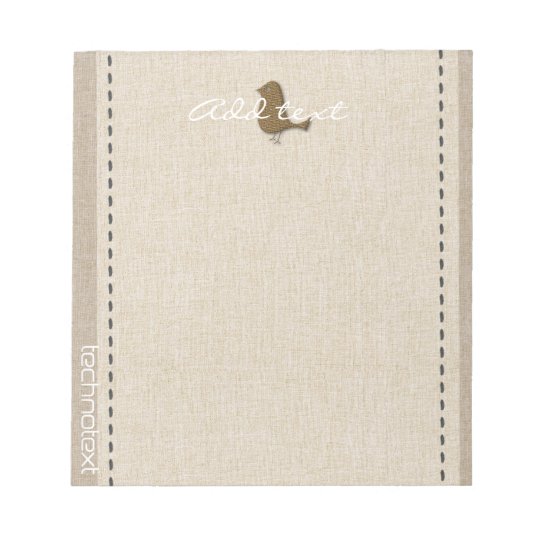 Dreamy Gold Bird Linen Look Add Text Notepad