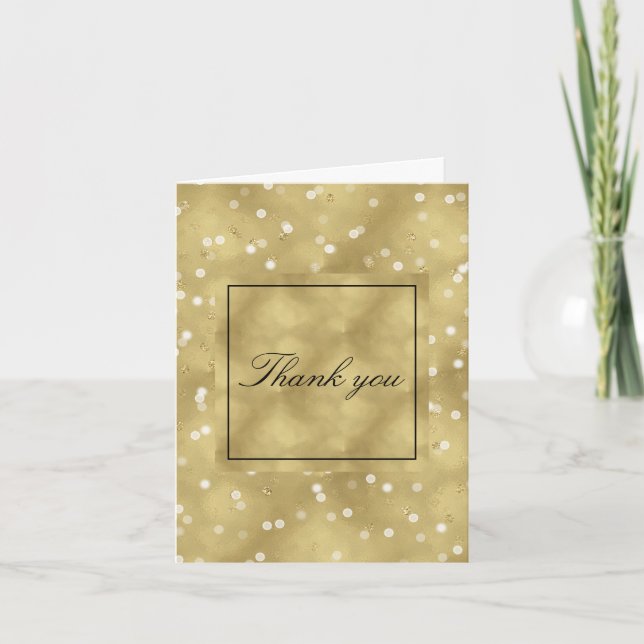 Dreamy Gold Bokeh Confetti Merci (Devant)