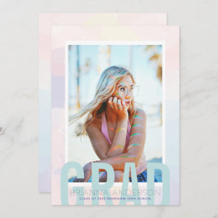 Dreamy Gradient Blur Photo Graduation Announcement