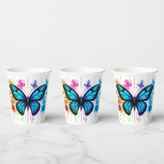 Dreamy Gradient Wings: A Butterfly in Pastel Splen Paper Cups