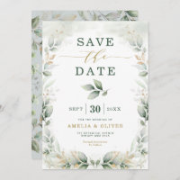 Dreamy Greenery Gold Eucalyptus Save the Date