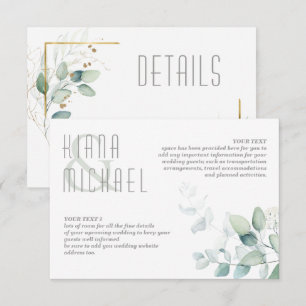Dreamy Greenery Wedding Details Green/Blue ID817 Enclosure Card