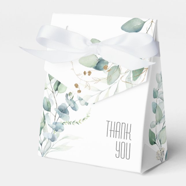 Dreamy Greenery Wedding Green/Blue ID817 Favor Box (Front Side)