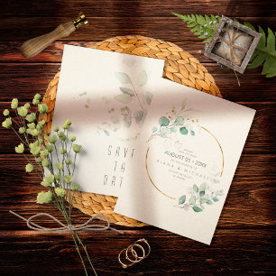 Dreamy Greenery Wedding Green/Blue ID817 Save The Date