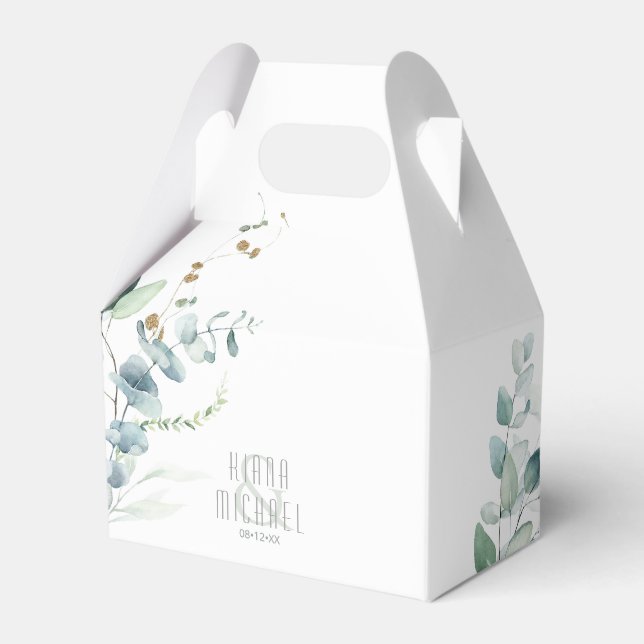 Dreamy Greenery Wedding Green/Blue V2 ID817 Favor Box (Front Side)