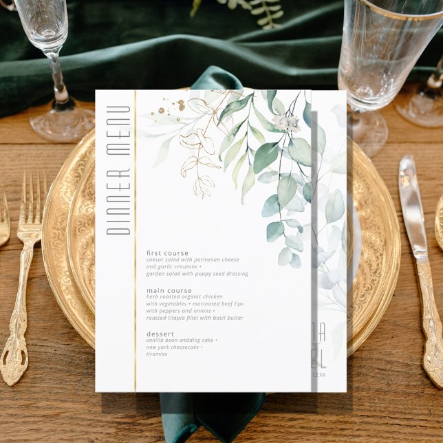 Dreamy Greenery Wedding Menu V2 Green/Blue ID817 (Creator Uploaded)