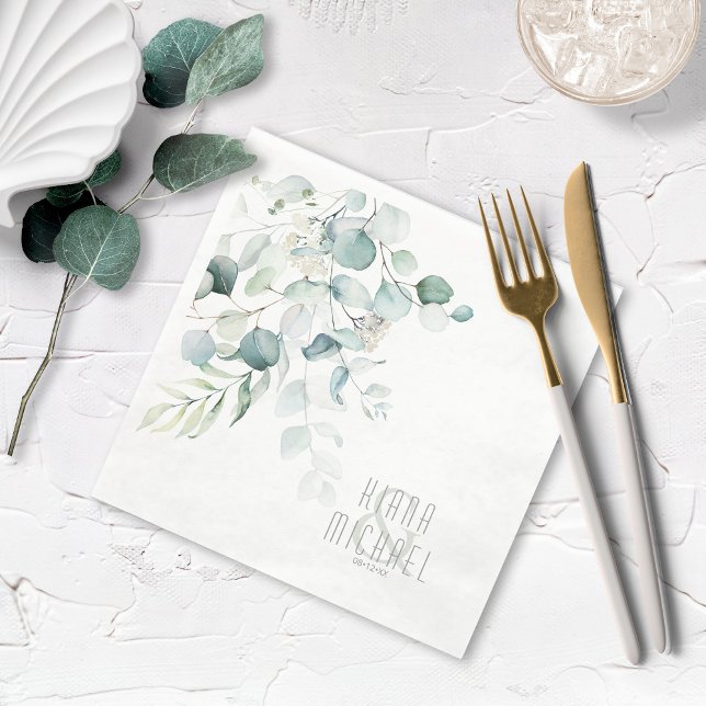 Dreamy Greenery Wedding V1 Green/Blue ID817 Napkin (Creator Uploaded)