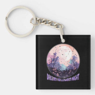 Dreamy Halloween Night – Pastel Purple Moon Keychain