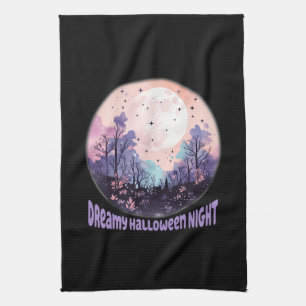 Dreamy Halloween Night – Pastel Purple Moon Kitchen Towel