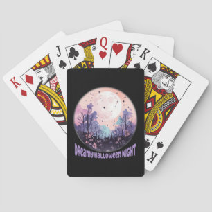 Dreamy Halloween Night – Pastel Purple Moon Playing Cards