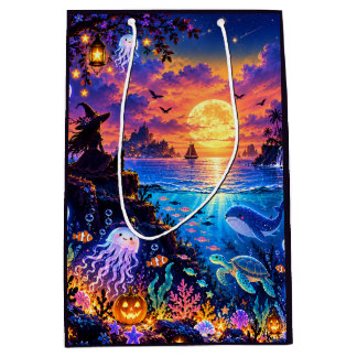 Dreamy Halloween Ocean Drawstring Bag, Cute Jelly Medium Gift Bag