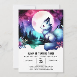Dreamy Happy Wolf Birthday Invitation