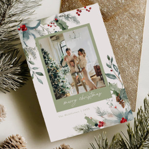 Dreamy Holiday Watercolor Floral Christmas Card
