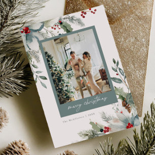 Dreamy Holiday Watercolor Floral Christmas Card