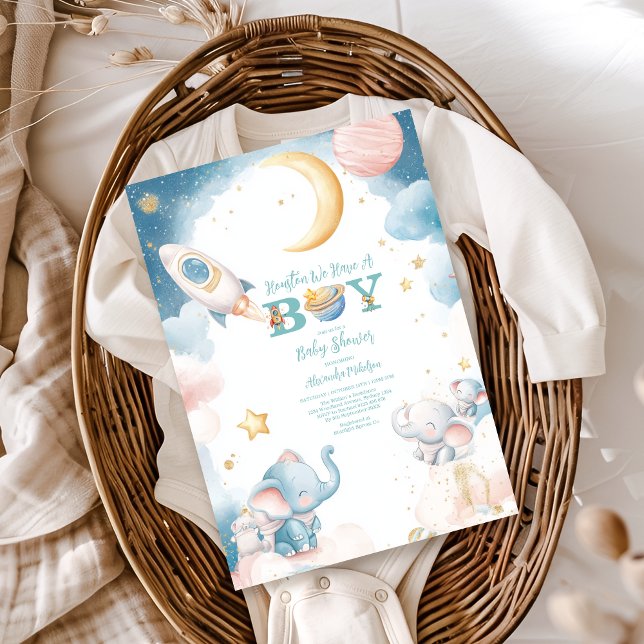 Dreamy Houston We Have A Boy Outer Space  Invitation (Creator Uploaded)