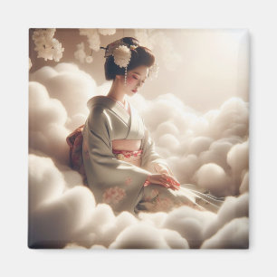 Dreamy Japanese Kimono Woman Floating in Clouds –  Magnet