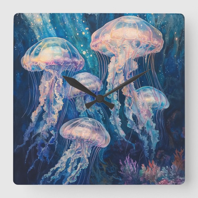 Dreamy Jellyfish Wall Clock (Front)