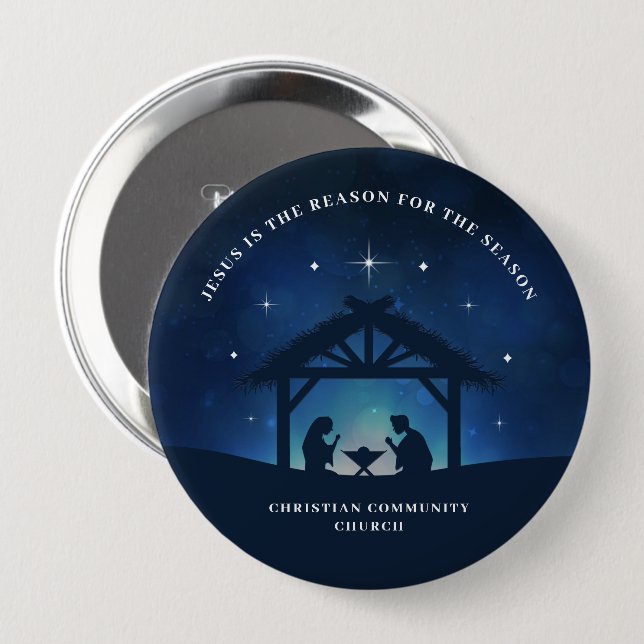 Dreamy Jesus is the Reason for the Season Nativity 4 Inch Round Button (Front & Back)