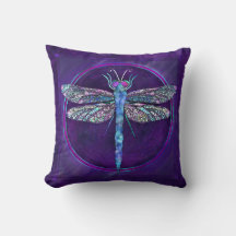 Dreamy Jewel-toned Dragonfly Square Pillow
