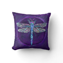 Dreamy Jewel-toned Dragonfly Square Pillow