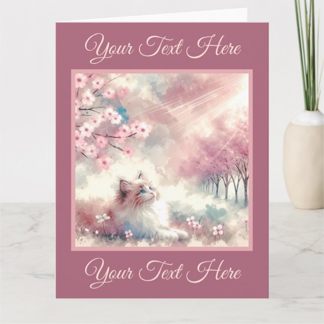 Dreamy Kitten Watercolor Greeting Card (Front)