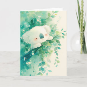 Dreamy Koala Among Emerald Leaves Card