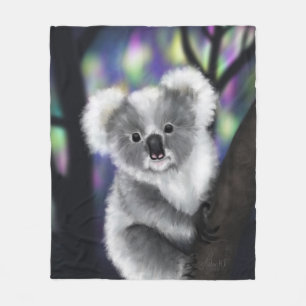 Dreamy Koala in an Enchanted Forest Fleece Blanket