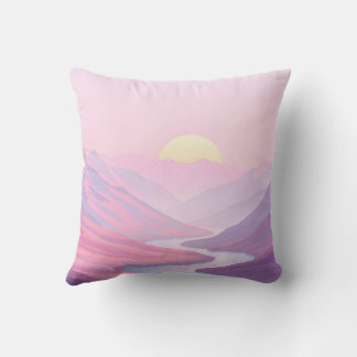 Dreamy Landscape in Pastel Hues Throw Pillow