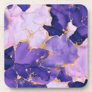 Dreamy Lavender alcohol inks and gold Coaster