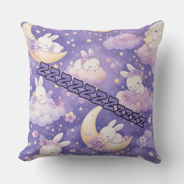 Dreamy Lavender Bunny Nursery Pillow  (Front)