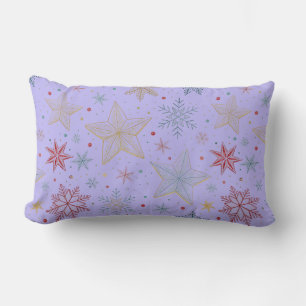 "Dreamy Lavender Star Pattern Lumbar Pillow
