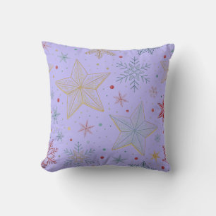 "Dreamy Lavender Star Pattern Throw Pillow