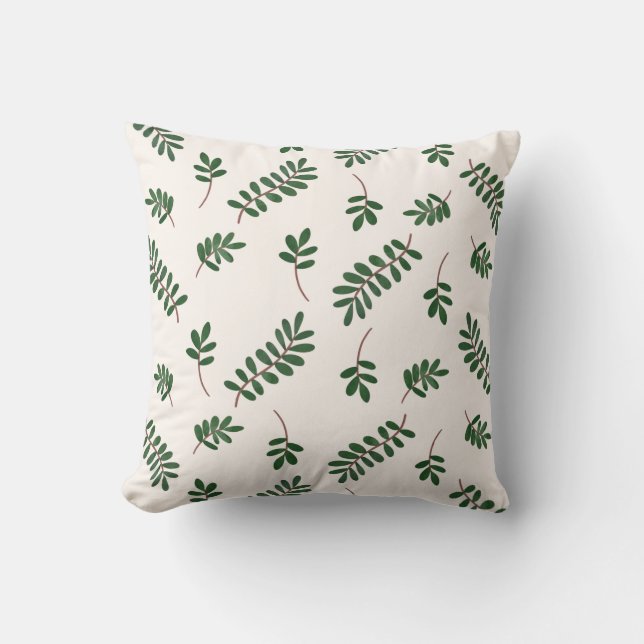 "Dreamy Leaves" Playful Leaf Pattern Design Throw Pillow (Front)