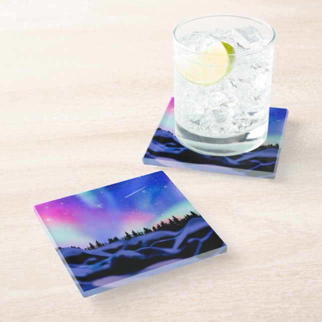 Dreamy Lights Glass Coaster (Angled)