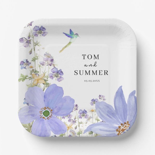 Dreamy Lilac Wedding Paper Plate (Front)