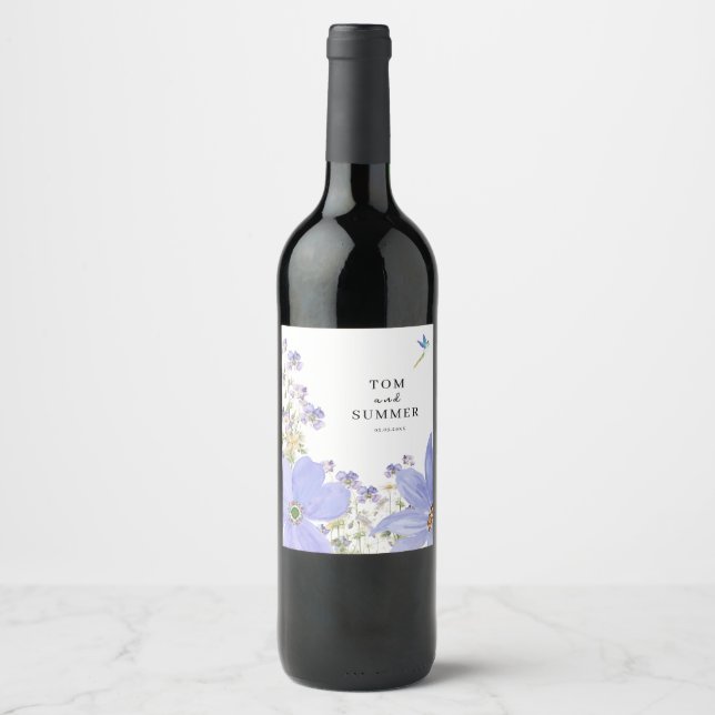 Dreamy Lilac Wedding Wine Label (Front)