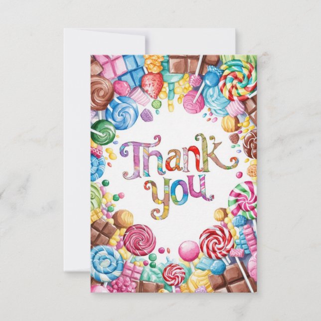 Dreamy Little Candyland thank you card  (Front)