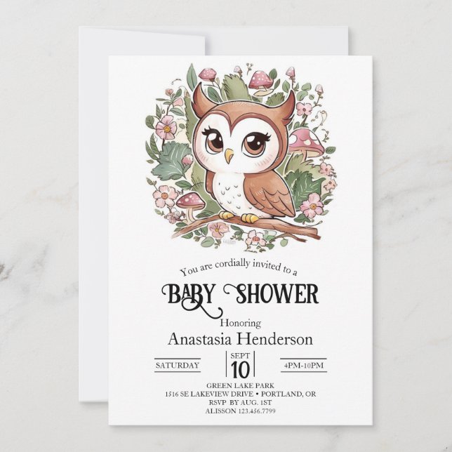 Dreamy Little Owl Baby Shower Invitation (Front)