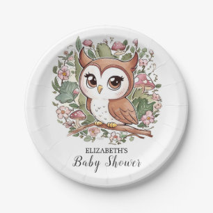 Dreamy Little Owl Baby Shower Paper Plate
