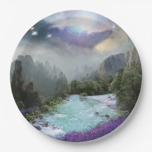 Dreamy Magical Scenic Nature Landscape Paper Plate