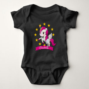 Dreamy Magical Unicorn with Stars Kids Birthday Baby Bodysuit