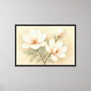 Dreamy Magnolia Watercolor Painting Canvas Print